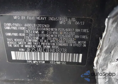 2014 Subaru Forester 2.5I Premium from USA, damaged, VIN JF2SJAEC7EH438278